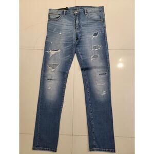 Armani Exchange Mens Skinny Jeans 34 Blue Denim Distressed